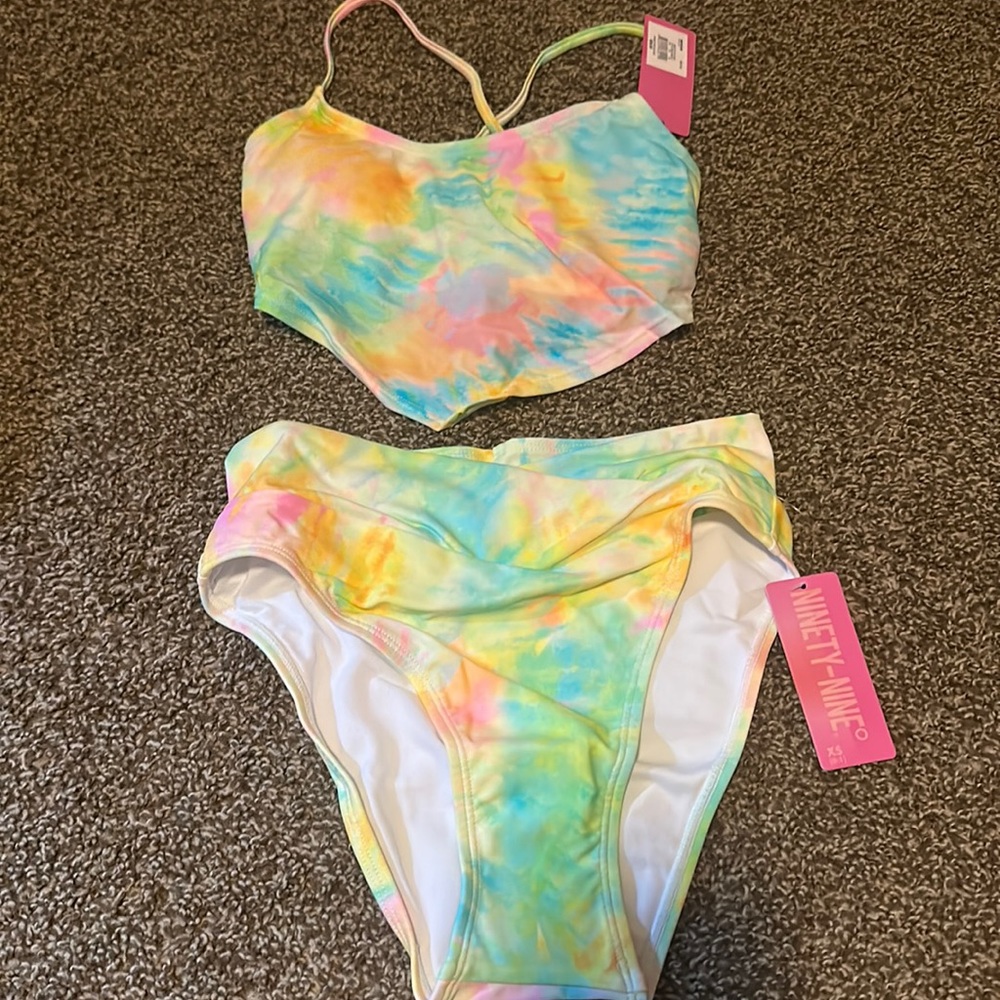 NINETY-NINE DEGREES JUNIORS COTTON CANDY SKY BIKINI: NEW WITH TAGS: SIZE XS